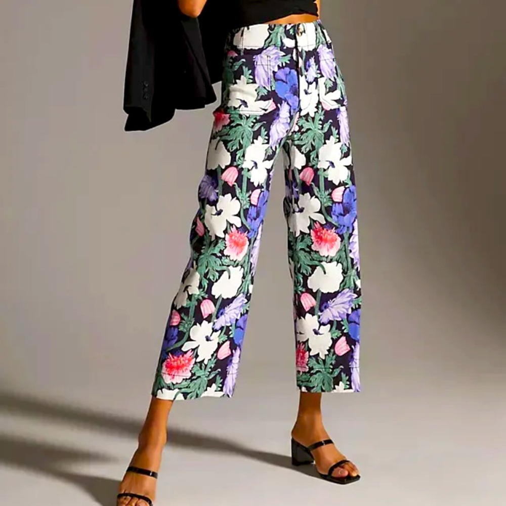 Anthropologie Maeve The Colette Cecilia Pettersson Wide Leg Cropped Pants
